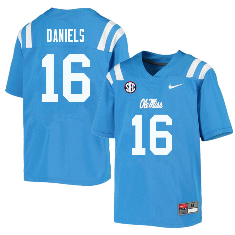 MJ Daniels Ole Miss Rebels NCAA Men's Powder Blue #16 Stitched Limited College Football Jersey WID1158LD